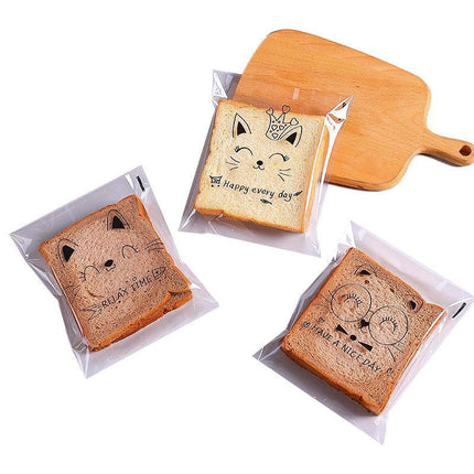 400PCS Self Sealing Bread Bags Cute Cartoon Transparent Self Adhesive Packaging