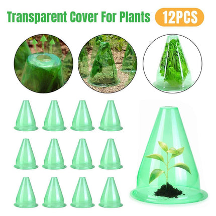 12PCS Clear Garden Plant Protector Bell Covers Round for Frost Birds Weather