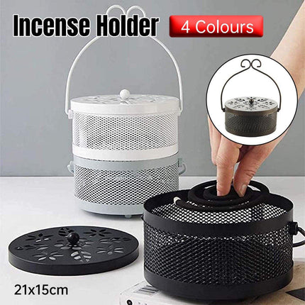 Fireproof Wrought Iron Mosquito Coil Holder with Cover for Indoor Outdoor Use