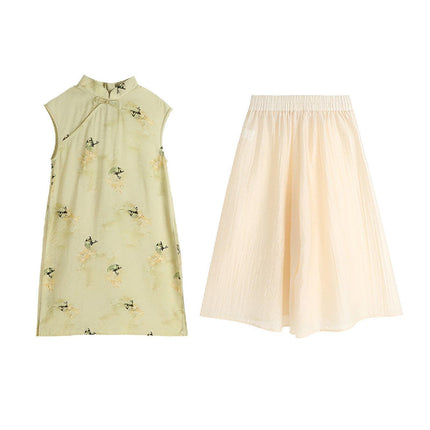 Spring Chinese Style Dress Set for Girls Traditional Long Hanfu Outfit