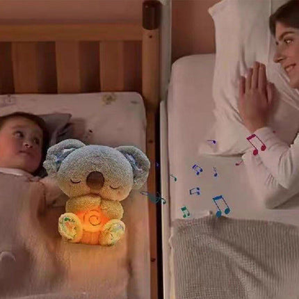 Luminous Sleeping Koala Plush Toy with Music for Early Learning and Soothing