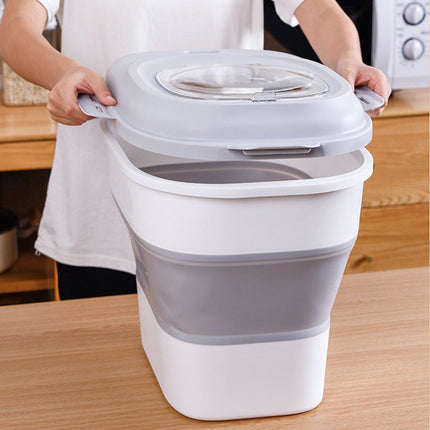 Folding Rice Flour Grain Bucket Moisture Insect Proof Large Storage Pet Dog - Aimall