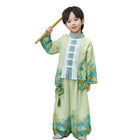 Boys Landscape Painting Performance Costume Chinese Style Traditional Green Set