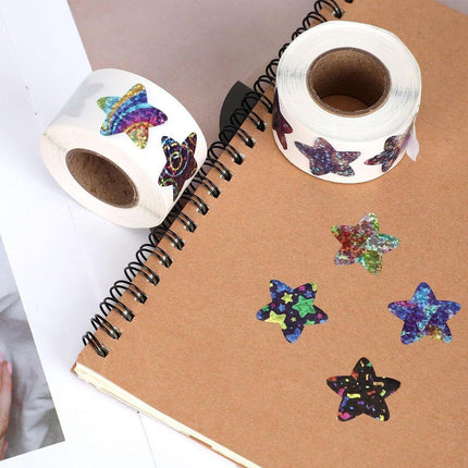 6Rolls Self-Adhesive Star Space Stickers Decorative Sticker Label Roll Bonus Set