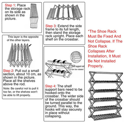 6 Tier Folding Shoe Rack Home Shoe Storage Organizer Space Saving for Shoes