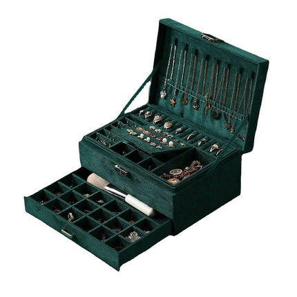 Vintage Triple Jewellery Storage Box Multifunctional Organizer Jewellery Case