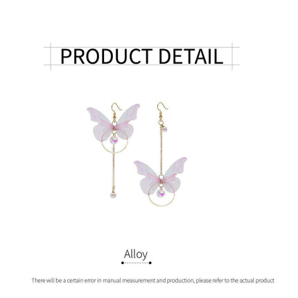 Butterfly Drop Earrings Asymmetrical Long Circle Fringe Dangle Women Jewelry