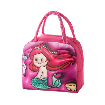 Cute 3D Cartoon Insulated Lunch Bag Oxford Fabric Bento Tote for School Use