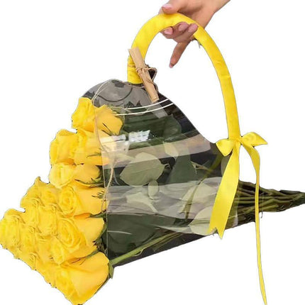 10pcs Transparent Flower Handbags Clear PET Bouquet Holder Gift Bags for Events