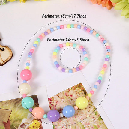 20pcs Candy Colour Bead Necklace and Bracelet Set for Dress-up and Party Accessories