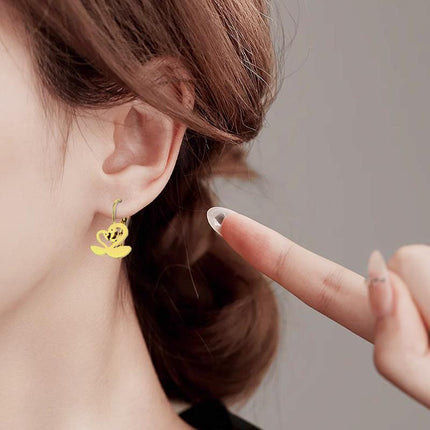 Women Stainless Steel Swan Earrings Bird Animal Dangle Charm Swans Gift Jewelry - Aimall
