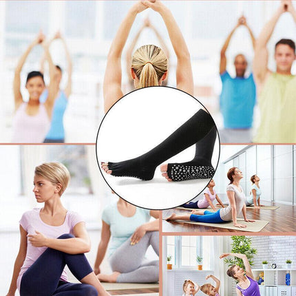 Women Long Massage Pilates Socks Yoga Socks Anti-skid Grip Non Slip Socks Medium - Aimall