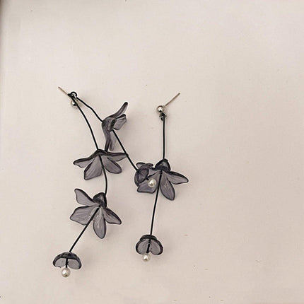 Retro Ink Painting Resin Tassel Earrings Women Floral Design Vintage Jewelry