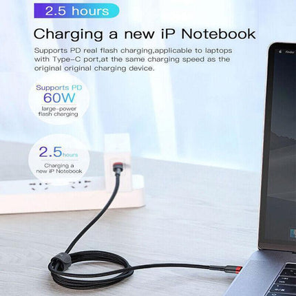 Red+Black Baseus 60W 100W USB C to Type C Charger Cable PD Fast Charge For Samsung - Aimall