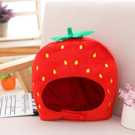 Adorable Plush Strawberry Hat Costume Headgear for Pets and Fun Photo Props