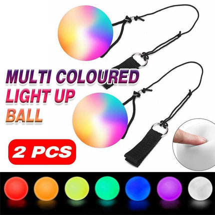 Pair of LED Poi Balls Multi Coloured Light up Ball Belly Dance Party Festival - Aimall