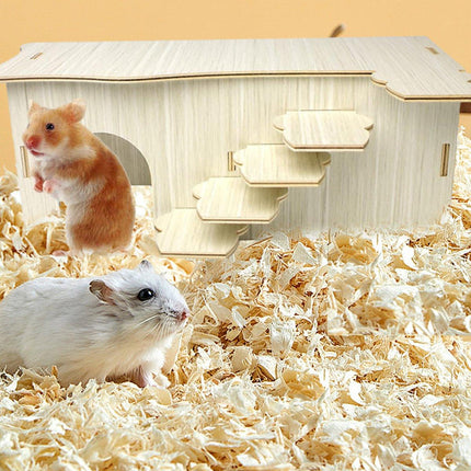 Wooden Multiroom Hamster Maze House Hiding Habitat Playhouse for Small Pets