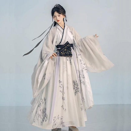 Hanfu Dress Women Ancient Chinese Traditional Fairy White Bamboo Costume Summer - Aimall