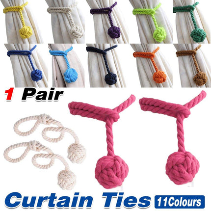 1pair Braided Cotton Curtain Tiebacks No Hole Curtain Holdbacks Hanging Balls