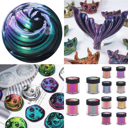 4/12PCS Chameleon Pearl Powder Pigment Color Shift Mica Powder Epoxy Resin Craft - Aimall