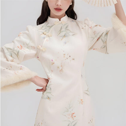 White New Elegant Cheongsam Qipao Chinese Traditional Modified Dress Women Fashion - Aimall