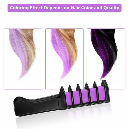 6 Colours Hair Chalk Comb Kit Washable Hair Dye Brush Kids Girls Party Temporary - Aimall