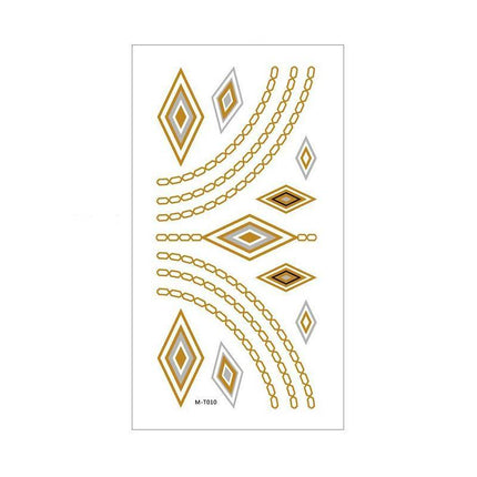 Women Lady Metallic gold silver color boho arm Body Temporary Tattoo Sticker Art - Aimall