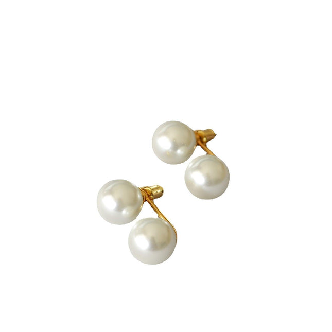 Temperament Double Pearl Stud Earrings Simple Elegant Jewelry for Women Gifts