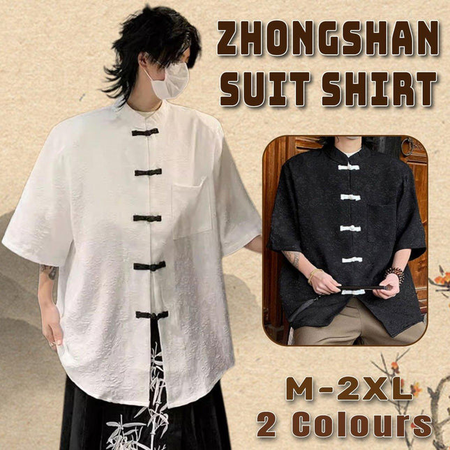 Men Chinese Style Short Sleeve Shirt Summer Loose Casual Top Tee Fashion