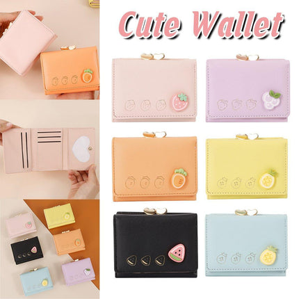 Cute Fruit Folding Wallet Ladies Mini Cartoon Money Clip Small Coin Purse Holder