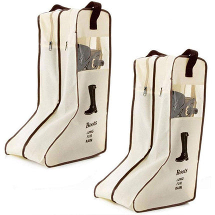 4PCS Beige Travel Shoe Bag Home Boot Storage Visual Dustproof Long Short Covers