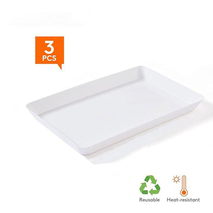 Rectangular White Plastic Deli Display Tray Dishes Serving Platter Food Plate