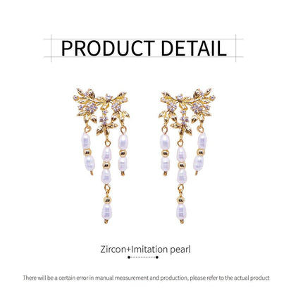 Zircon Tassel Millet Bead Earrings Fashion Jewellery Women Trendy Elegant