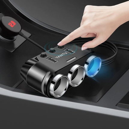 3 Way Multi Car Cigarette Lighter Socket Splitter Dual USB Charger/Power Adapter - Aimall