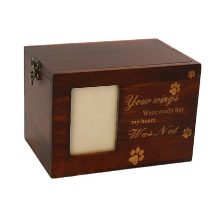 1x Wooden Pet Memorial Urn For Ashes With Photo Frame Cat/Dog Memory Box Keepsak - Aimall