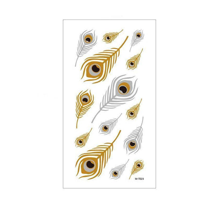 Women Lady Metallic gold silver color boho arm Body Temporary Tattoo Sticker Art - Aimall