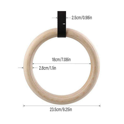 Adjustable Birch Gymnastics Rings for Home Fitness Exercise Equipment
