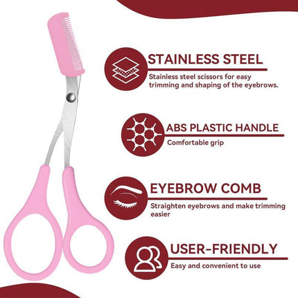 Eyebrow Trimmer Grooming Scissors Eyelash Thinning Shears Comb Brow Shaping Tool - Aimall
