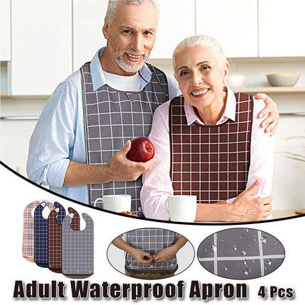 4X Elderly Bib for Eating Women/Men Bib-Washable Reusable Waterproof Apron