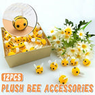 12pcs Plush Bee Hair Clips 3D Cartoon Animal Accessories Furballs Decorative Clips