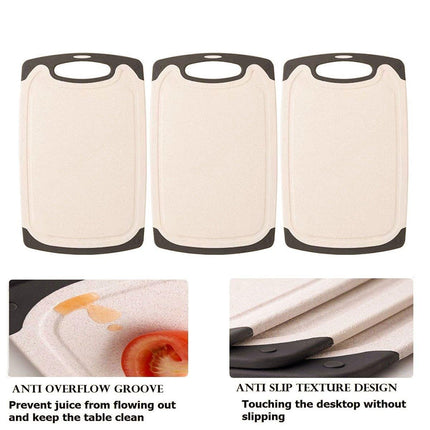 3PCS Wheat Straw Cutting Board Kitchen Chopping Board for Vegetables Meat Fruit