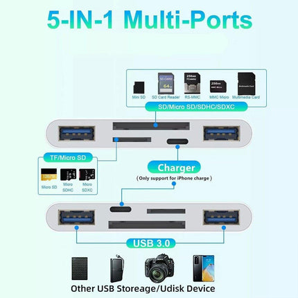 5-in-1 Multi Card Reader USB Adapter for SD Micro SD TF Memory Card Fast Transfer