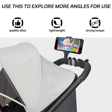 Universal Flexible Phone Holder Silicone Hose Stroller Crib Mount Stand Bracket