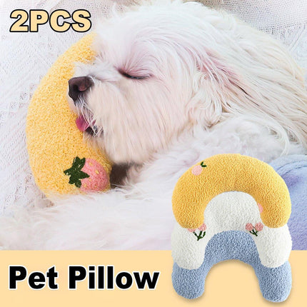 2PCS Plush Pet Pillow Soft Dog Cat Sleeping Bed Moon Shaped Cushion Mat for Pet