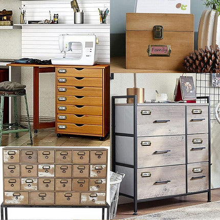 12X Brass Cabinet Drawer Label Pull File Name Card Frame Holder Handle - Aimall