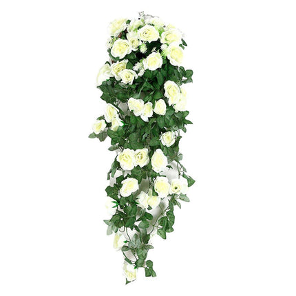 2PCS Artificial Rose Flower Garland Hanging Vine Home Wall Decor Fake Rattan