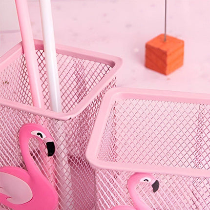 2pcs Cartoon Pink Hollow Mesh Pen Holder Multifunctional Stationery Organizer