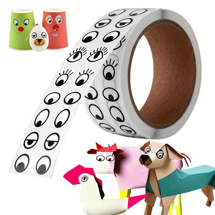 2 Rolls Cartoon Eye Stickers Self-Adhesive DIY Craft Paper for Handmade Projects