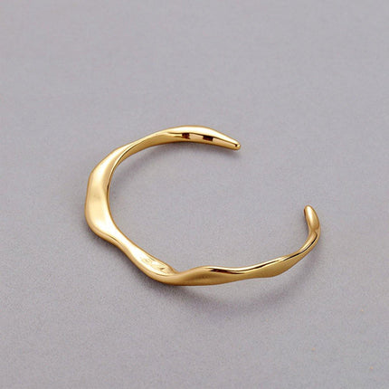 Minimalist Plain Solid Ring Bracelet Women Fashion Simple Open Cuff Bangle