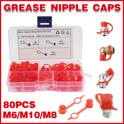 80pcs Boxed Iron Oil Nozzle Caps Dust Proof Grease Fitting Caps for Protection